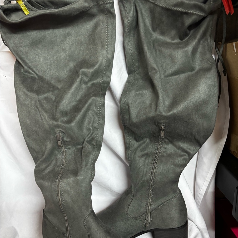 JustFab Gray Over the Knee Boots